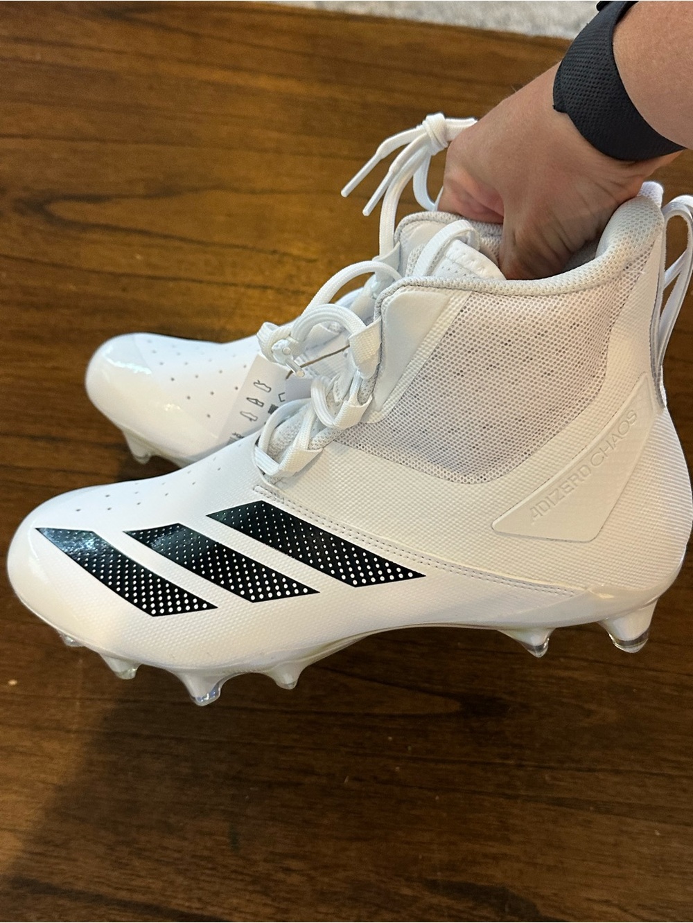 Adidas Adizero Chaos Football Cleats White Black Iridescent Men’s 10 NWOB - Picture 5 of 9